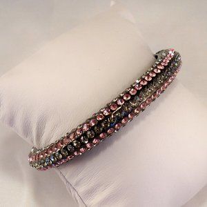 New Princess Amanda Pink Stones Black Metallic Bracelet
